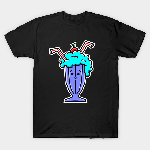 Cute Blueberry Milkeshake with a Cherry on Top - Blue Drink Gift - Blueberry Milkshake T-Shirt by Bleeding Red Paint